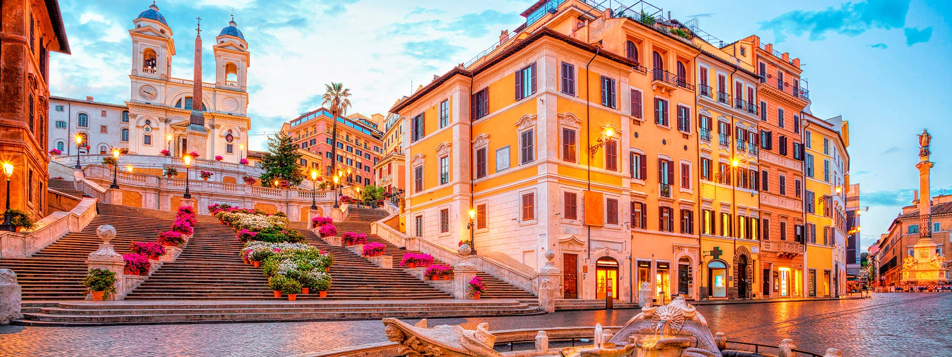 Piazza di Spagna and The Spanish Steps in Rome with Mediterranean cruises